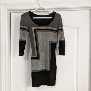 SSX Grey Black Tan Geometric Sweater Dress